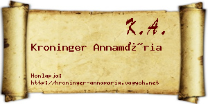 Kroninger Annamária névjegykártya